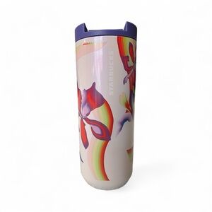 Starbucks Rainbow Floral Tumbler with Purple Top